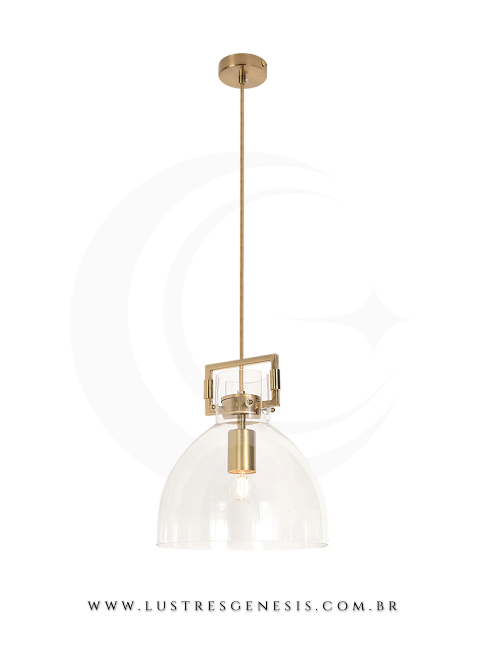 A Luminaria Pendente com acabamento em metal bronze e cupula de vidro transparente e ideal para renovar seu ambiente.